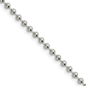 3mm Stainless Steel Beaded Chain Necklace, 30 Inch